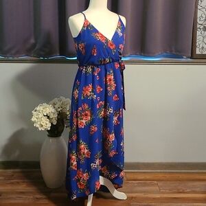 Dream Of Me Blue Floral Spaghetti Strap Dress - Small